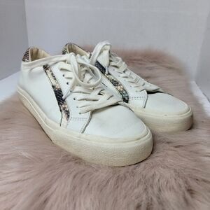 Madewell Sidewalk Low-Top In Snake Embossed Leather  Sneaker Shoes Size 7.5